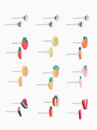 Серьги пусеты 12 пар «Вкусняшки» фруктики, цветные в серебре - Фото 2