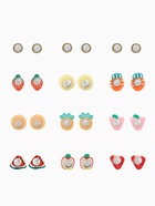 Серьги пусеты 12 пар «Вкусняшки» фруктики, цветные в серебре - Фото 3