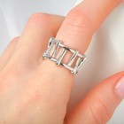 Кольцо «Забор» прямоугольники, цвет серебро, безразмерное - фото 23643194