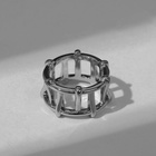 Кольцо «Забор» прямоугольники, цвет серебро, безразмерное - фото 52898353