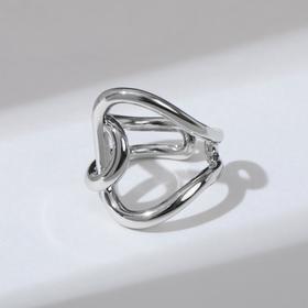 Кольцо "Узел" овалы, цвет серебро, безразмерное