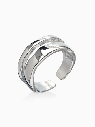 Кольцо «Мятые линии», цвет серебро, безразмерное