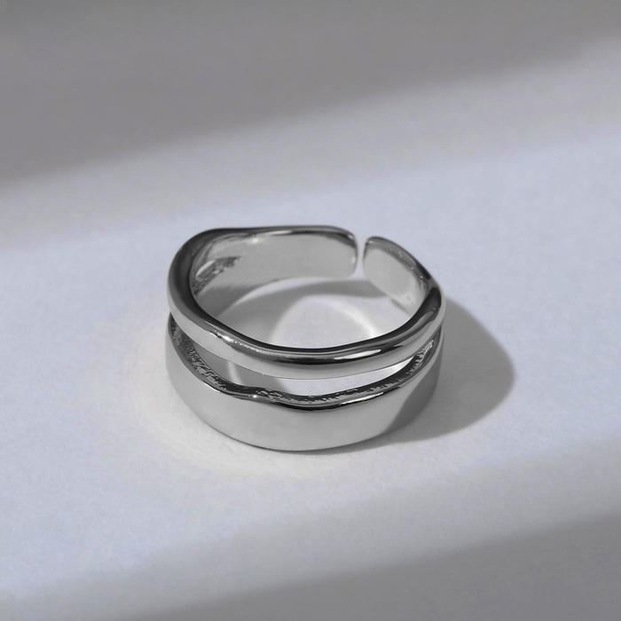 Кольцо «Мятые линии», цвет серебро, безразмерное - Фото 1