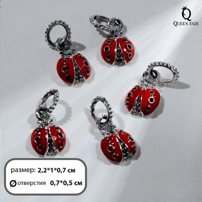Подвеска «Божья» коровка, красная в серебре