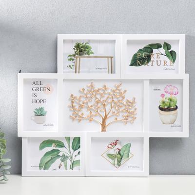 Фоторамка-коллаж на 6 фото 10×15 см «Золотое дерево», белый, 38×45 см