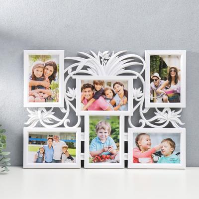 Фоторамка-коллаж на 6 фото 10×15 см «Африканская лилия», белый, 36×49 см