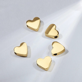 Бусина-разделитель металлическая «Сердце», 7×7 мм, цвет золото (комплект 5 шт)