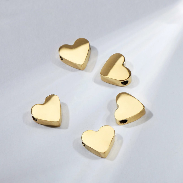 Бусина-разделитель металлическая «Сердце», 7×7 мм, цвет золото - Фото 1