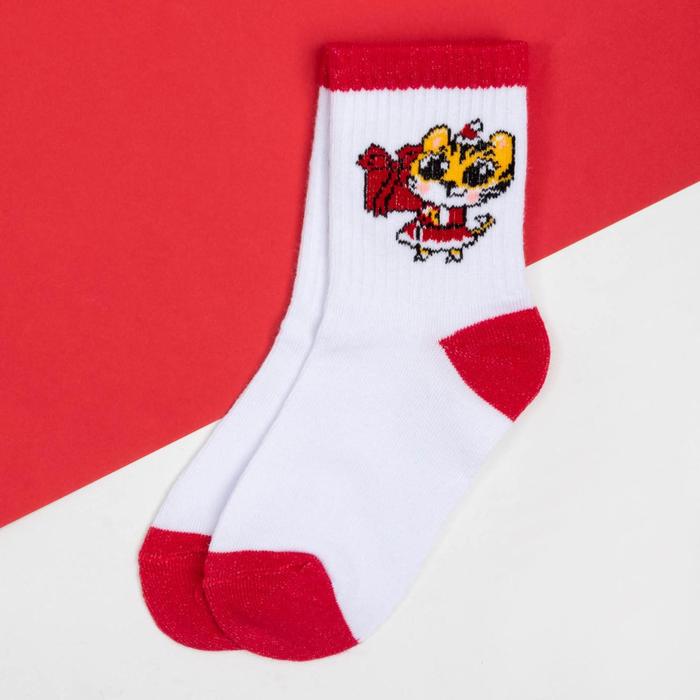 Носки детские «Тигр», размер 16-18, белые