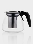 Чайник стеклянный заварочный «Джулиан», 900 мл, с металлическим ситом, цвет чёрный - Фото 1