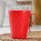 Кружка с крышкой «Листья», 400 мл, 11.5×8.5×11 см, пластик, красная - Фото 2