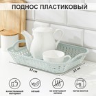 Поднос прямоугольный Доляна «Плетение», 32×23×5 см, пластик, бежевый - Фото 1