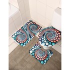 Набор ковриков для ванной и туалета Доляна «Каменные завитки», 3 шт, 35×39, 40×50, 45×75 см - фото 6463500