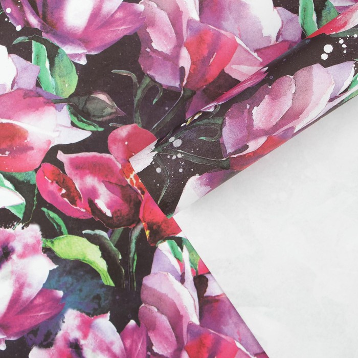 Бумага упаковочная крафтовая «Цветы», 70 × 100 см