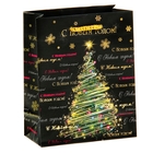 Пакет ламинированный НГ S тиснение елка золото - Фото 1