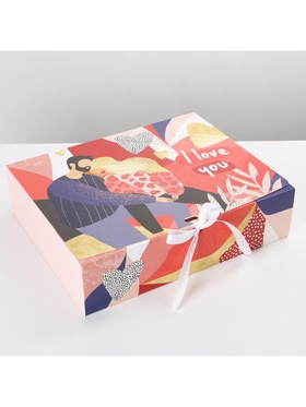 Коробка подарочная складная, упаковка, «I love you», 31 х 24.5 х 8 см (комплект 2 шт)