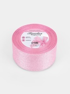 Лента парчовая, 50 мм, 23±1 м, розовая №013 - Фото 4