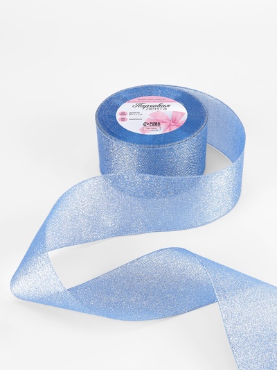 Лента парчовая, 50 мм, 23±1 м, синяя №037