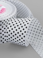 Лента атласная «Горошек», 25 мм, 23±1 м, белая №001 - Фото 4