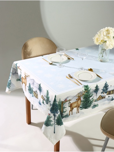 Скатерть новогодняя Этель "Forest animals" Скатерть новогодняя 150х220 +/-3см с ГМВО, 100%хл, саржа 190гр/м2