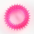 Игрушка жевательная для собак "Игольчатое кольцо", 9 см, розовая - фото 6463996