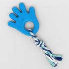 Игрушка жевательная с канатом для собак "Ладошка", 10 см, голубая - фото 7538478