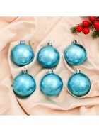 Ёлочные игрушки «Северина», шары новогодние, d=5 см, набор 6 шт., голубой - Фото 3