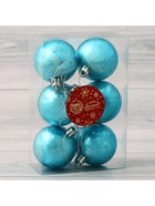 Ёлочные игрушки «Северина», шары новогодние, d=5 см, набор 6 шт., голубой - Фото 4