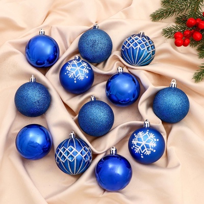 Ёлочные игрушки «Эльза», шары новогодние, d=6 см, набор 12 шт., синий