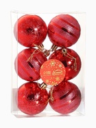 Ёлочные игрушки «Снежные тропинки», шары новогодние, d=6 см, набор 6 шт., красный - Фото 6