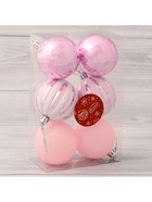 Ёлочные игрушки «Глэдис», шары новогодние, d=6 см, набор 6 шт., бело-розовый - Фото 3