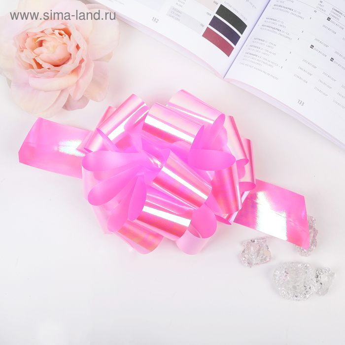 Подарочный Бант - шар №5 перламутровый, розовый, для упаковки подарков - Фото 1