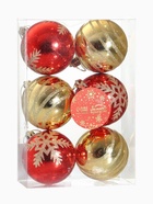 Ёлочные игрушки «Снежная феерия ассорти», шары новогодние, d=6 см, набор 6 шт., золотисто-красный - Фото 7
