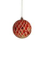 Ёлочные игрушки «Беата сеточка», шары новогодние, d=8 см, набор 6 шт., золотисто-красный - Фото 3