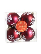 Ёлочные игрушки «Снежная феерия», шары новогодние, d=6 см, набор 4 шт., красный 6536852
