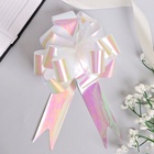 Подарочный бант - шар №3 перламутровый, белый, для упаковки подарков - Фото 3