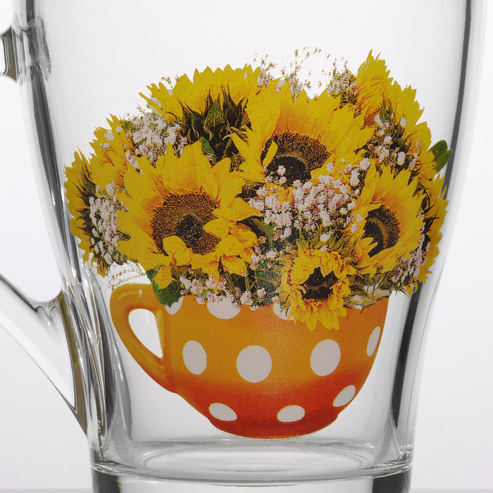Кружка стеклянная «Цветочная чаша», 250 мл, рисунок микс - фото 1926266503