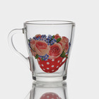Кружка стеклянная «Цветочная чаша», 250 мл, рисунок микс - фото 297507071