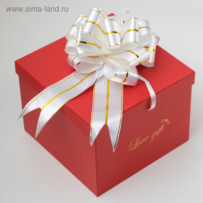 Бант-шар №5 "Золотые полосы", цвет белый - Фото 1