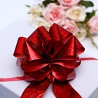 Подарочный бант - шар №5 голография, красный, для упаковки подарков - Фото 4