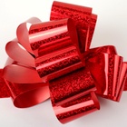 Подарочный бант - шар №5 голография, красный, для упаковки подарков - Фото 2