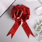 Подарочный бант - шар №5 голография, красный, для упаковки подарков - Фото 3