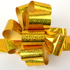 Бант-шар №5 голография, жёлтый, для упаковки подарков - Фото 4