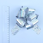 Подарочный бант - шар №3 голография, цвет серебро, для упаковки подарков - Фото 4