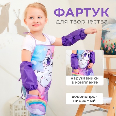 Фартук с нарукавниками детский Этель «Котик», 49×39 см