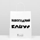 Пакет подарочный с приколами, крафт «Новогодний бонус», белый, 24 х 10,5 х 32 см 7161766 - фото 15950294