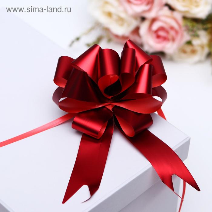 Подарочный бант - шар №3 металлик, красный, для упаковки подарков - Фото 1