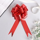 Подарочный бант - шар №3 металлик, красный, для упаковки подарков - Фото 3