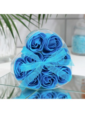Мыльные розы, синие, набор 9 шт.