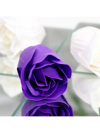 Мыльные розы, фиолетовые и белые, набор 9 шт., в коробке